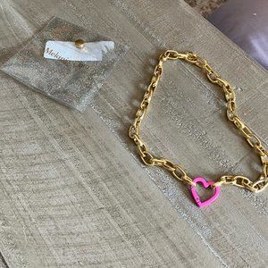 Melania Clara Gold Pink Heart necklace **Never worn**